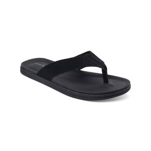 CLUBROOM Mens Black Padded Riley Round Toe Slip On Flip Flop Sandal 9 M